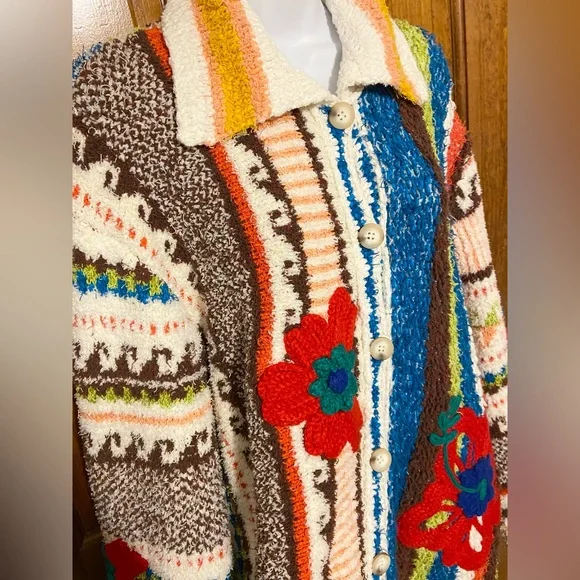 Free People “Terry Towel Cardi” Chunky Button Up RARE Size Small - Picture 10 of 16